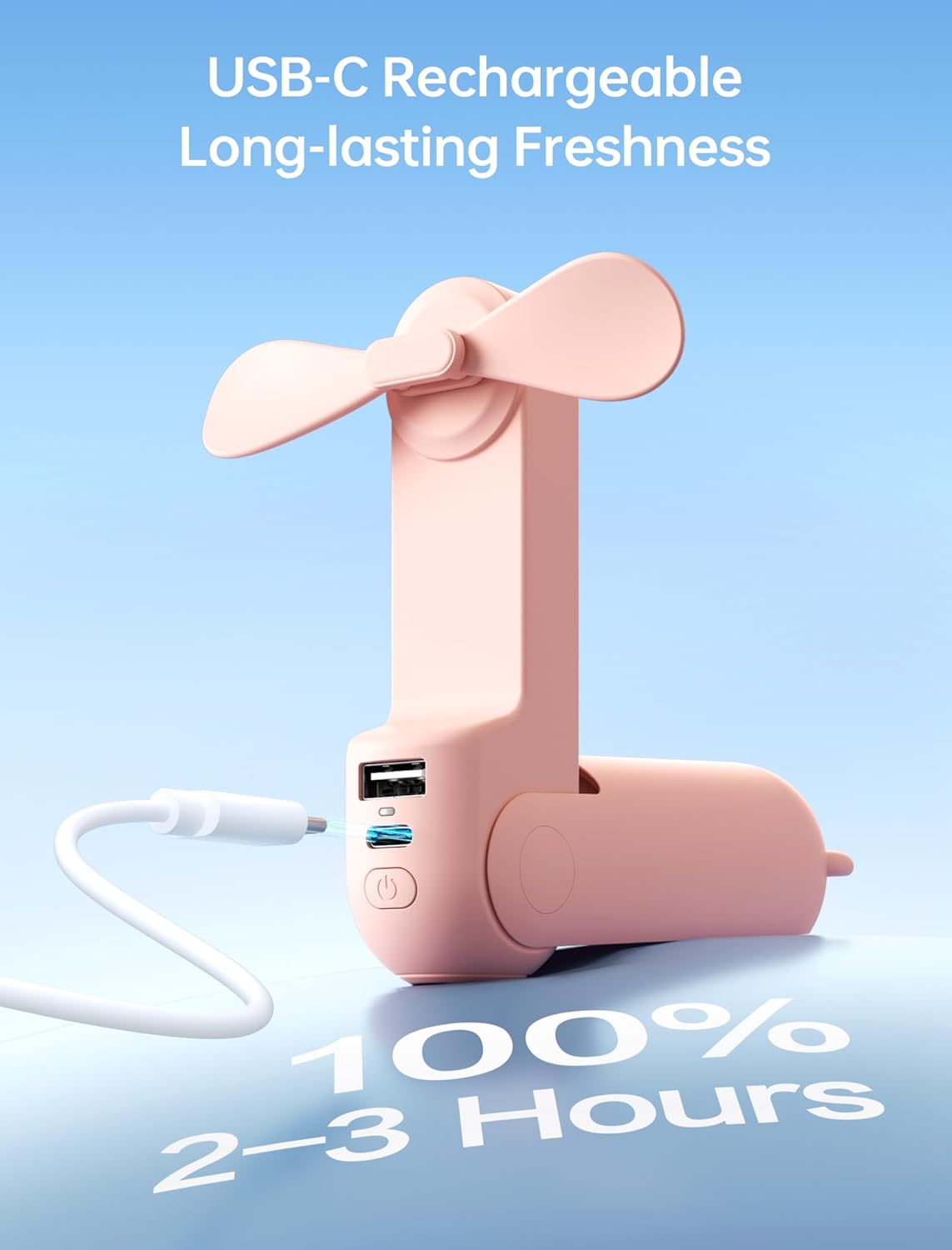 3 in 1 Handheld Mini Fan - Portable Fan & Power Bank & Flashlight, 19H Max Cooling, USB Rechargeable, Pocket - Sized for Travel, Cruise, Concerts, Makeup, 2026 Summer Gifts for Women(Pink) - mildlymama