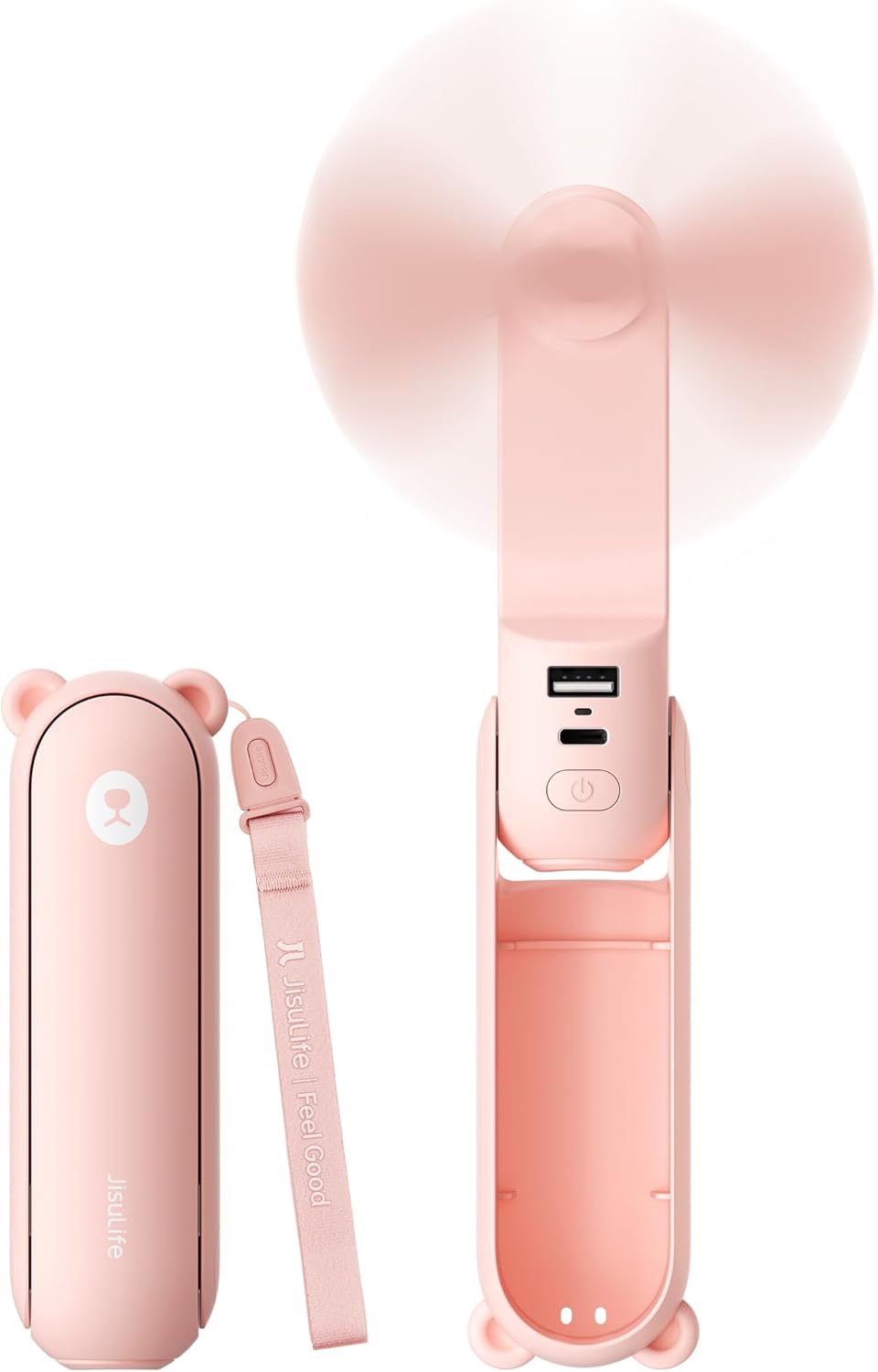 3 in 1 Handheld Mini Fan - Portable Fan & Power Bank & Flashlight, 19H Max Cooling, USB Rechargeable, Pocket - Sized for Travel, Cruise, Concerts, Makeup, 2026 Summer Gifts for Women(Pink) - mildlymama