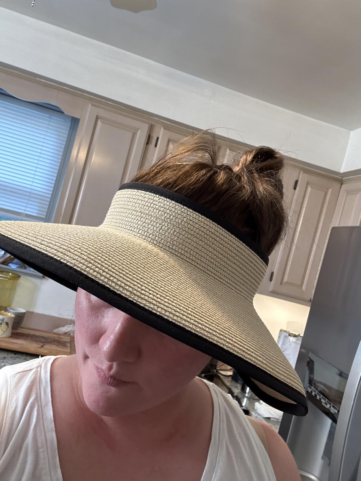 Aria | Wide Brim Roll - Up Straw Ponytail Visor Hat UPF 50+ Packable - mildlymama