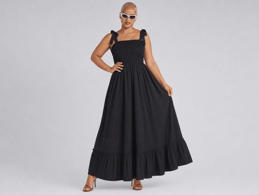 Aurelia | Smocked Bodice Square Neck Spaghetti Strap Ruffle Maxi Dress - mildlymama