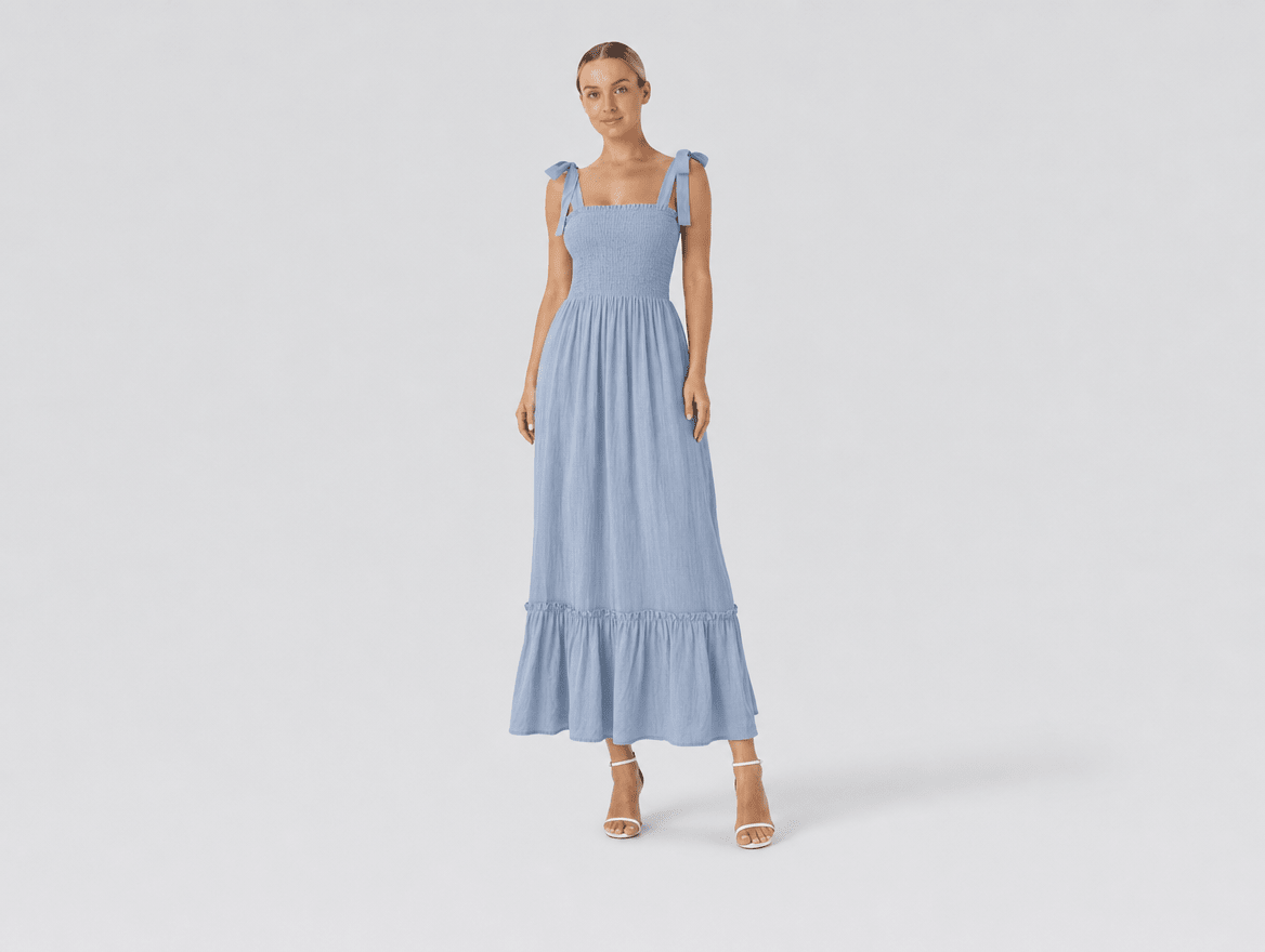 Aurelia | Smocked Bodice Square Neck Spaghetti Strap Ruffle Maxi Dress - mildlymama