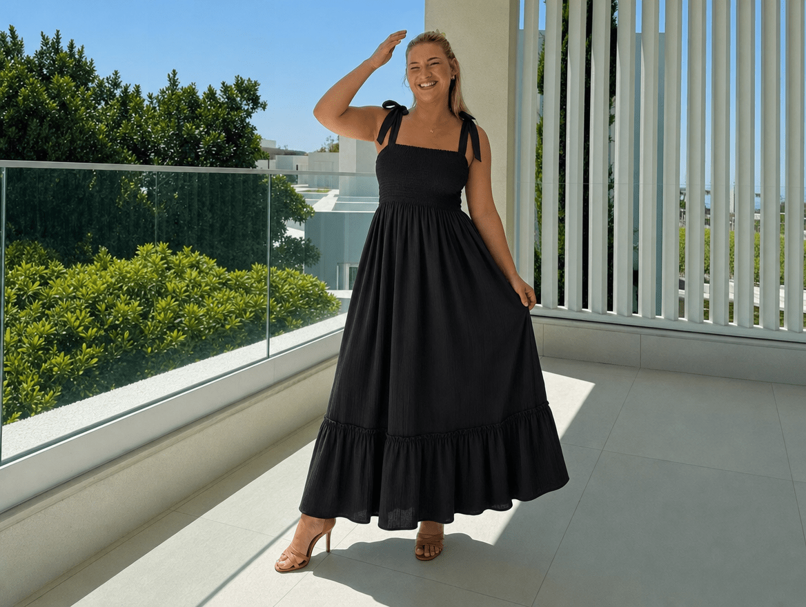Aurelia | Smocked Bodice Square Neck Spaghetti Strap Ruffle Maxi Dress - mildlymama