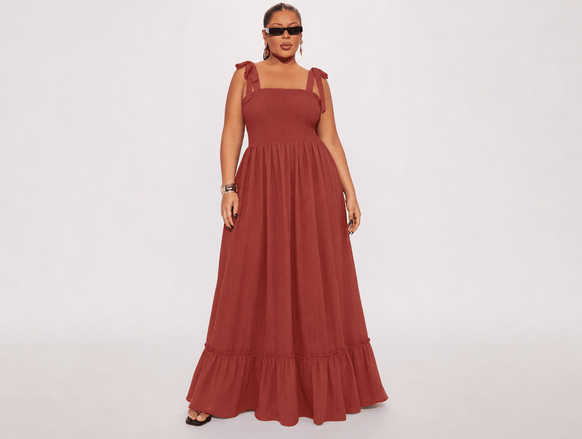 Aurelia | Smocked Bodice Square Neck Spaghetti Strap Ruffle Maxi Dress - mildlymama