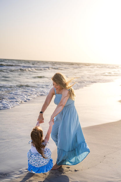 Aurelia | Smocked Bodice Square Neck Spaghetti Strap Ruffle Maxi Dress - mildlymama