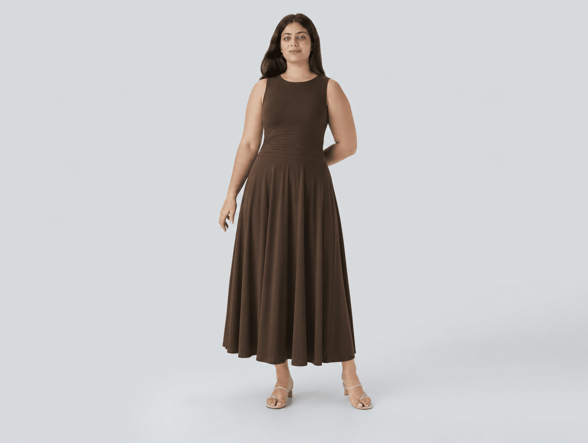 Aveline | Sleeveless Pleated A - Line Midi Dress - mildlymama