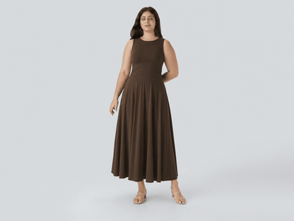 Aveline | Sleeveless Pleated A - Line Midi Dress - mildlymama