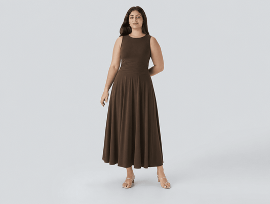 Aveline | Sleeveless Pleated A - Line Midi Dress - mildlymama