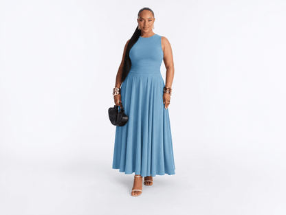 Aveline | Sleeveless Pleated A - Line Midi Dress - mildlymama