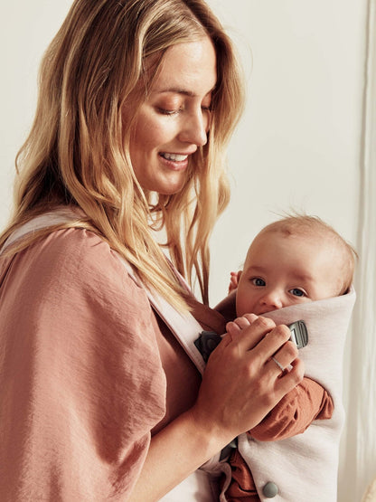 BabyBjörn Baby Carrier Mini, 3D Jersey, Light Beige | Newborn Carrier (7 - 25 lbs), Ergonomic, Easy - to - Use - mildlymama