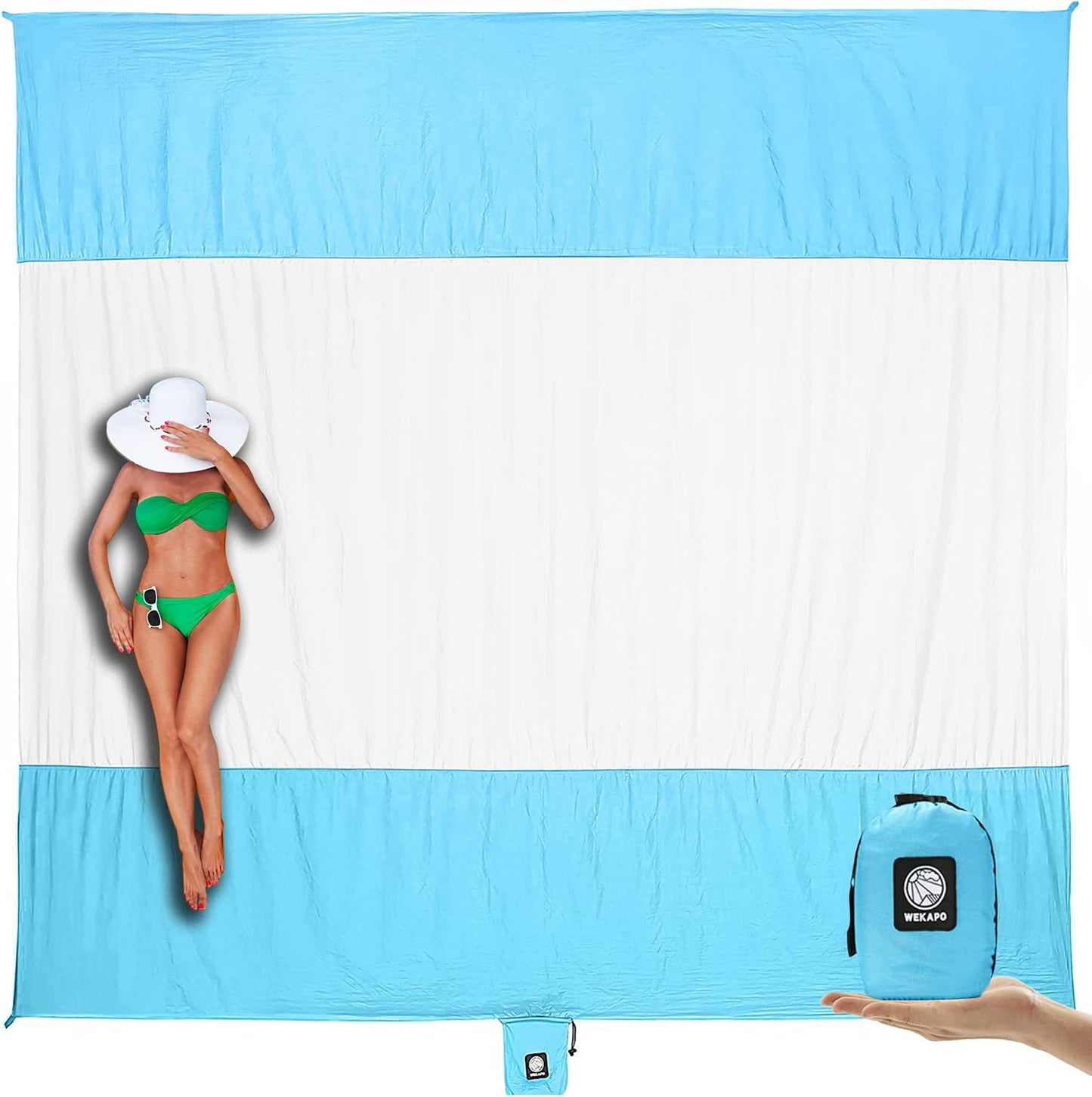 Beach Blanket Sandproof Waterproof, Extra Large Beach Mat, Oversized & Compact Sand Free, Quick Drying Beach Essentials for Vacation, Cruise, Picnic & Camping with Stakes - mildlymama