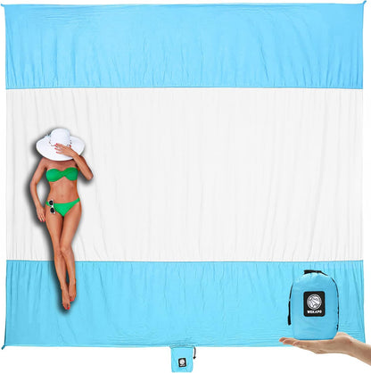 Beach Blanket Sandproof Waterproof, Extra Large Beach Mat, Oversized & Compact Sand Free, Quick Drying Beach Essentials for Vacation, Cruise, Picnic & Camping with Stakes - mildlymama