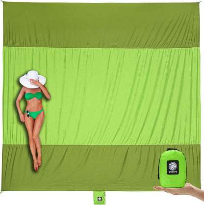Beach Blanket Sandproof Waterproof, Extra Large Beach Mat, Oversized & Compact Sand Free, Quick Drying Beach Essentials for Vacation, Cruise, Picnic & Camping with Stakes - mildlymama