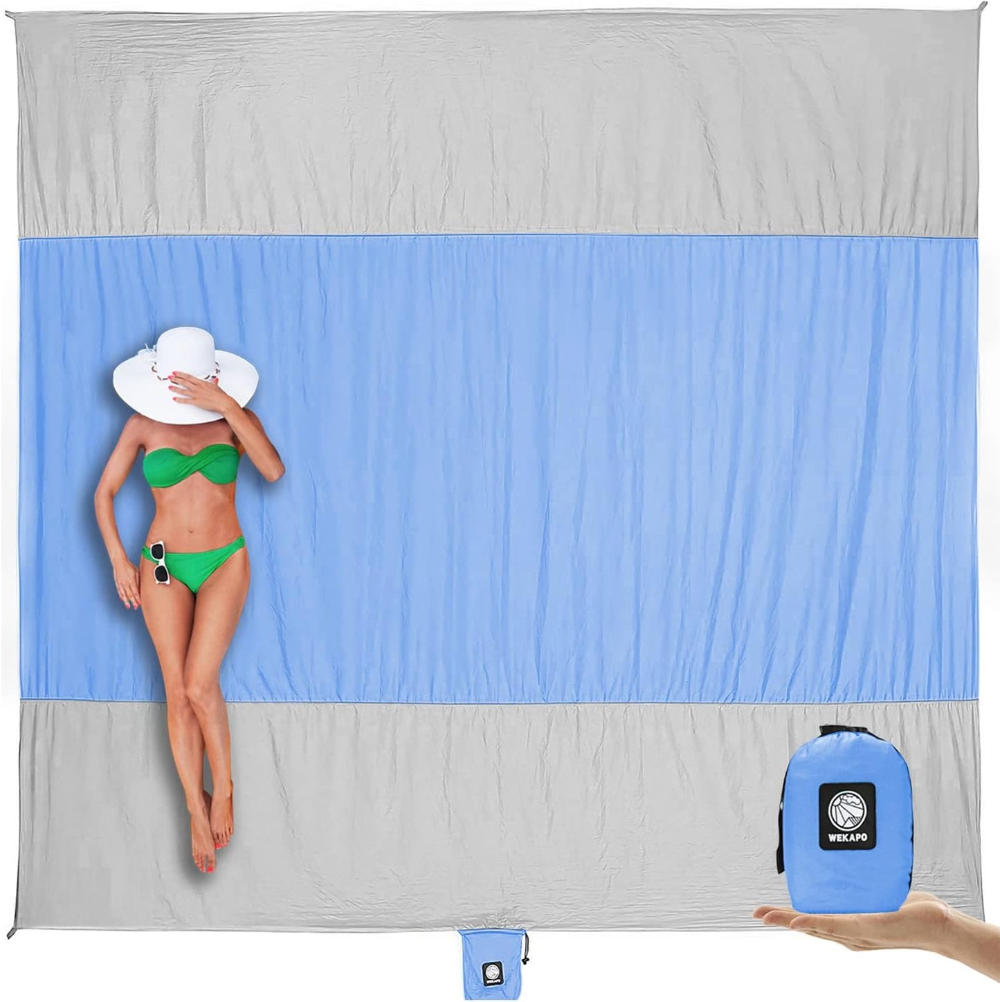 Beach Blanket Sandproof Waterproof, Extra Large Beach Mat, Oversized & Compact Sand Free, Quick Drying Beach Essentials for Vacation, Cruise, Picnic & Camping with Stakes - mildlymama