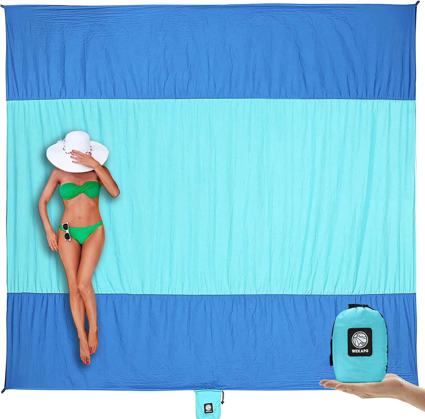 Beach Blanket Sandproof Waterproof, Extra Large Beach Mat, Oversized & Compact Sand Free, Quick Drying Beach Essentials for Vacation, Cruise, Picnic & Camping with Stakes - mildlymama