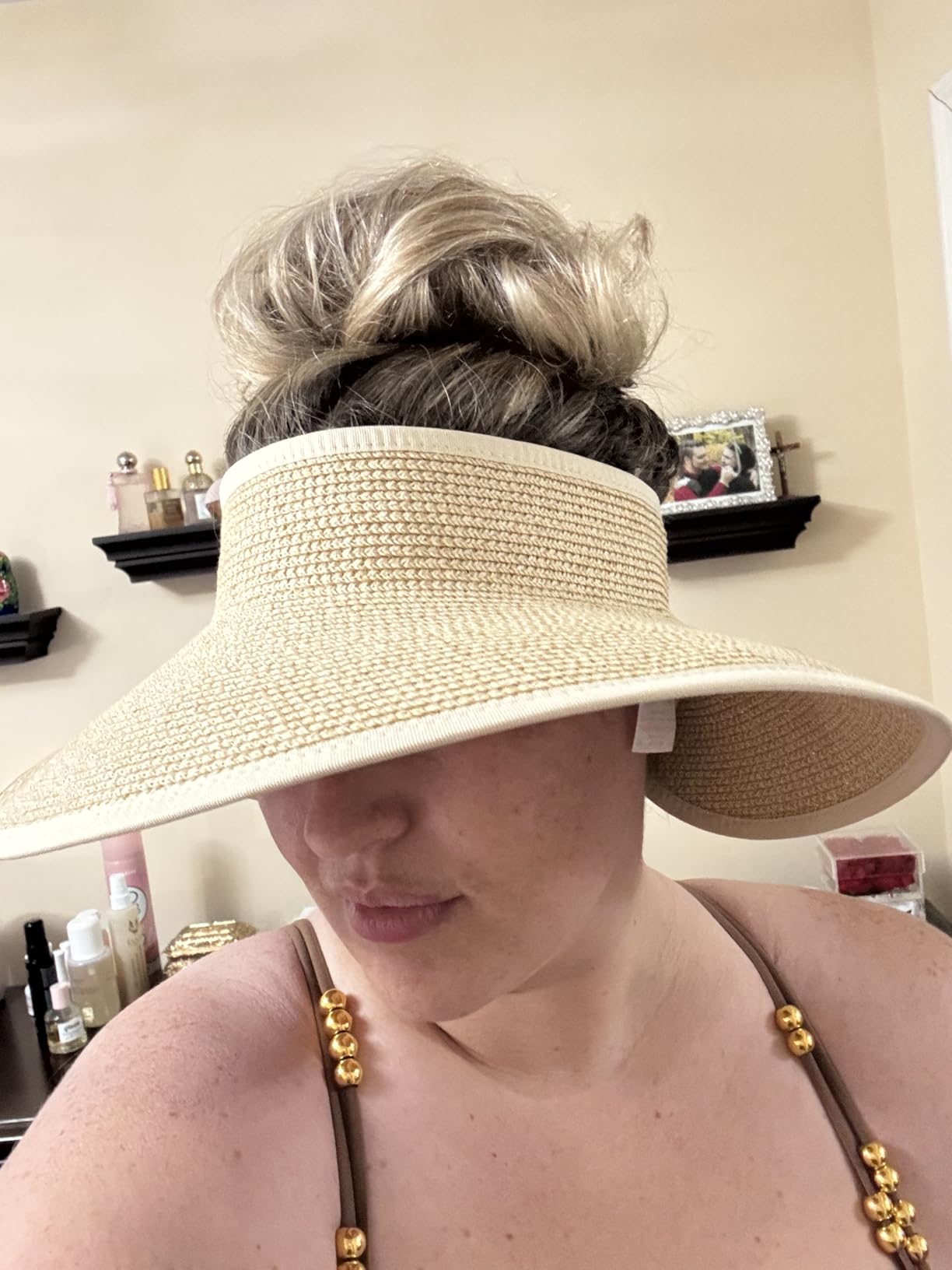 Brisa | Wide Brim Straw Ponytail Visor Hat UPF 80+ Foldable - mildlymama