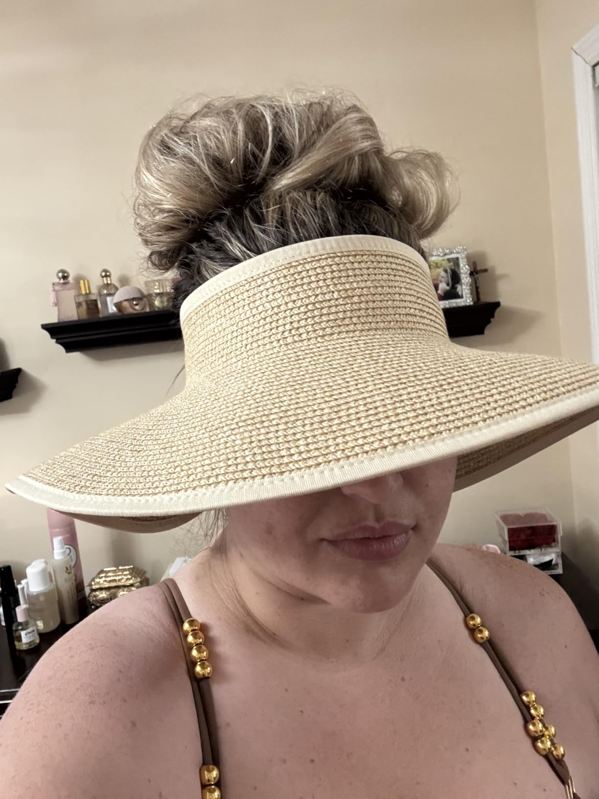 Brisa | Wide Brim Straw Ponytail Visor Hat UPF 80+ Foldable - mildlymama