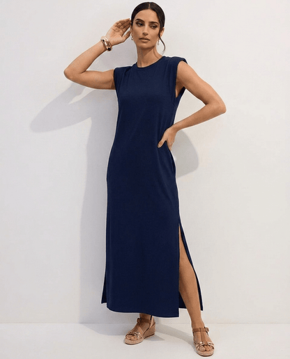Celeste | Wrinkle - Free Sleeveless Split Maxi Dress with Pockets - mildlymama