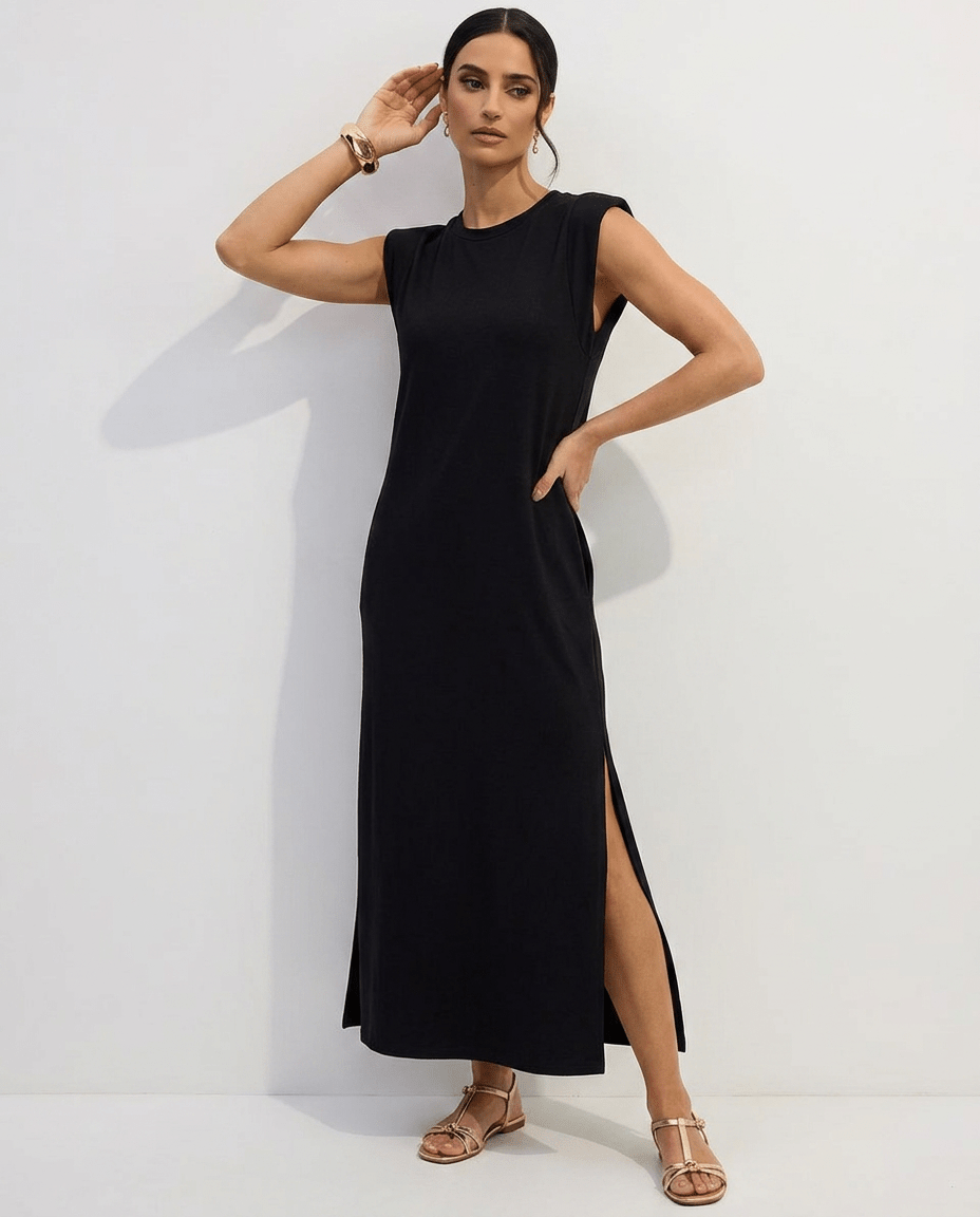 Celeste | Wrinkle - Free Sleeveless Split Maxi Dress with Pockets - mildlymama