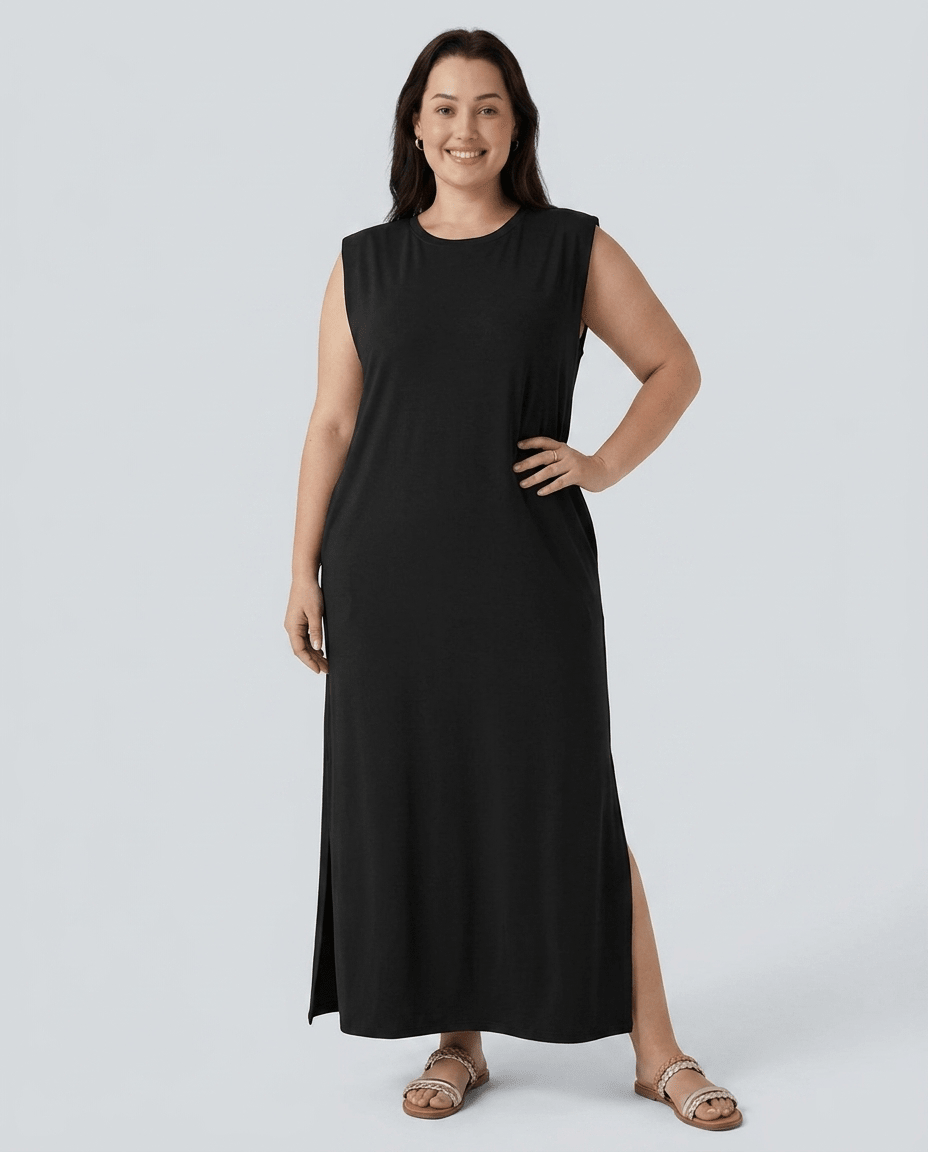 Celeste | Wrinkle - Free Sleeveless Split Maxi Dress with Pockets - mildlymama
