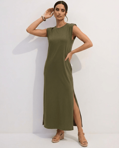 Celeste | Wrinkle - Free Sleeveless Split Maxi Dress with Pockets - mildlymama