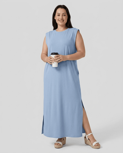Celeste | Wrinkle - Free Sleeveless Split Maxi Dress with Pockets - mildlymama