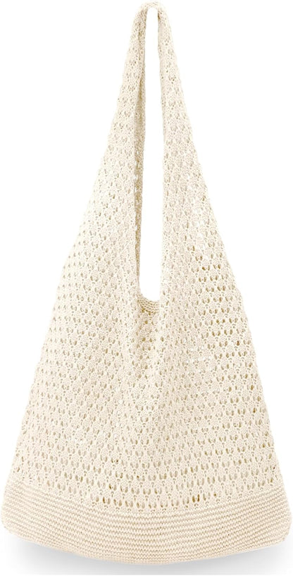 Crochet Bags for Women - Summer Beach Tote, Aesthetic Hippie Knit Bag - mildlymama