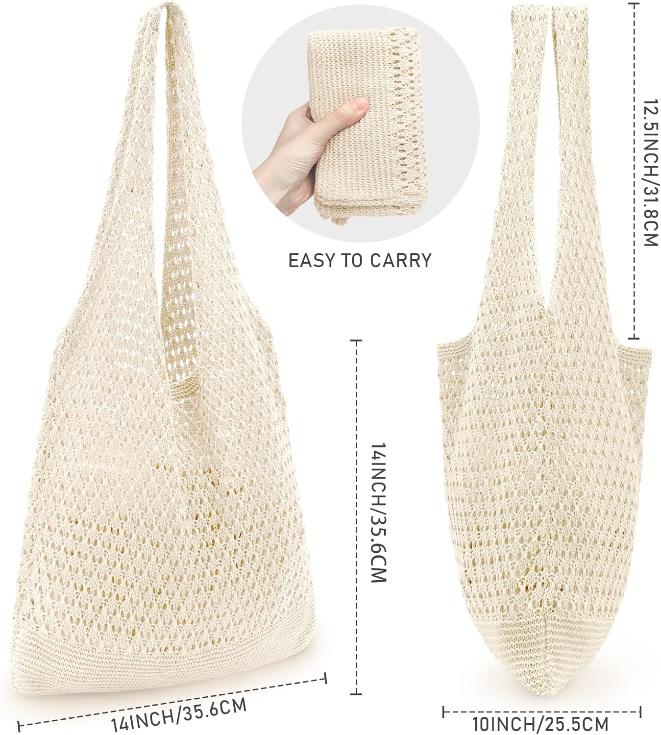Crochet Bags for Women - Summer Beach Tote, Aesthetic Hippie Knit Bag - mildlymama