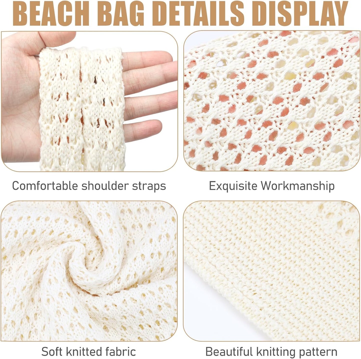 Crochet Bags for Women - Summer Beach Tote, Aesthetic Hippie Knit Bag - mildlymama