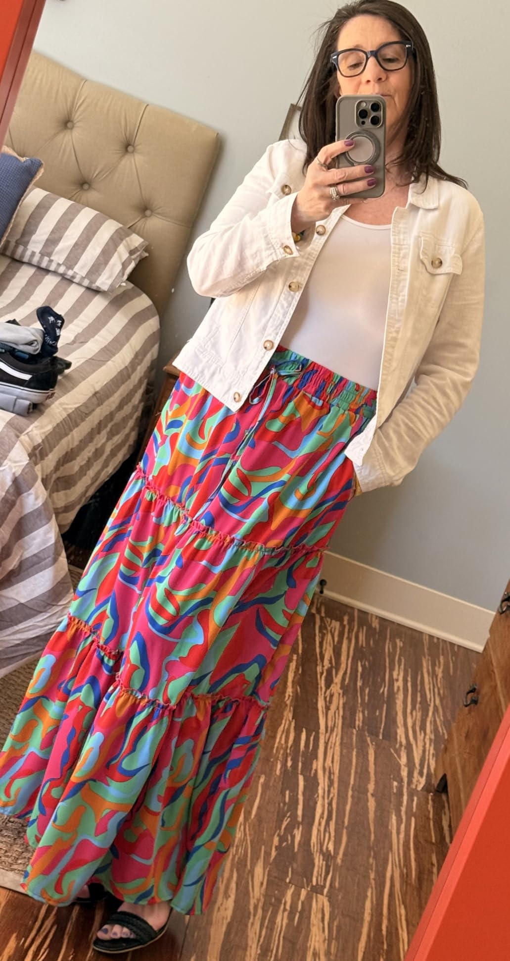 Dahlia | Smocked High Waist Floral A - Line Flowy Maxi Skirt - mildlymama