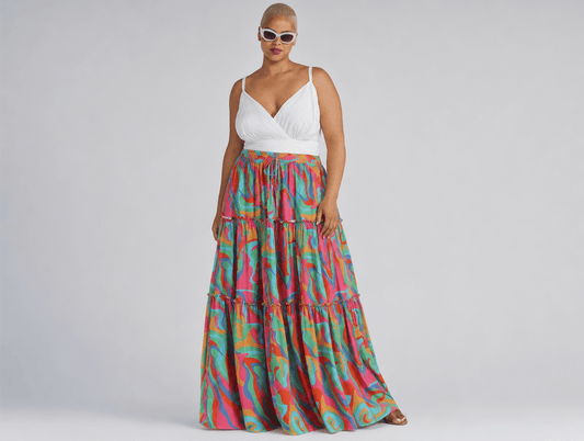Dahlia | Smocked High Waist Floral A - Line Flowy Maxi Skirt - mildlymama