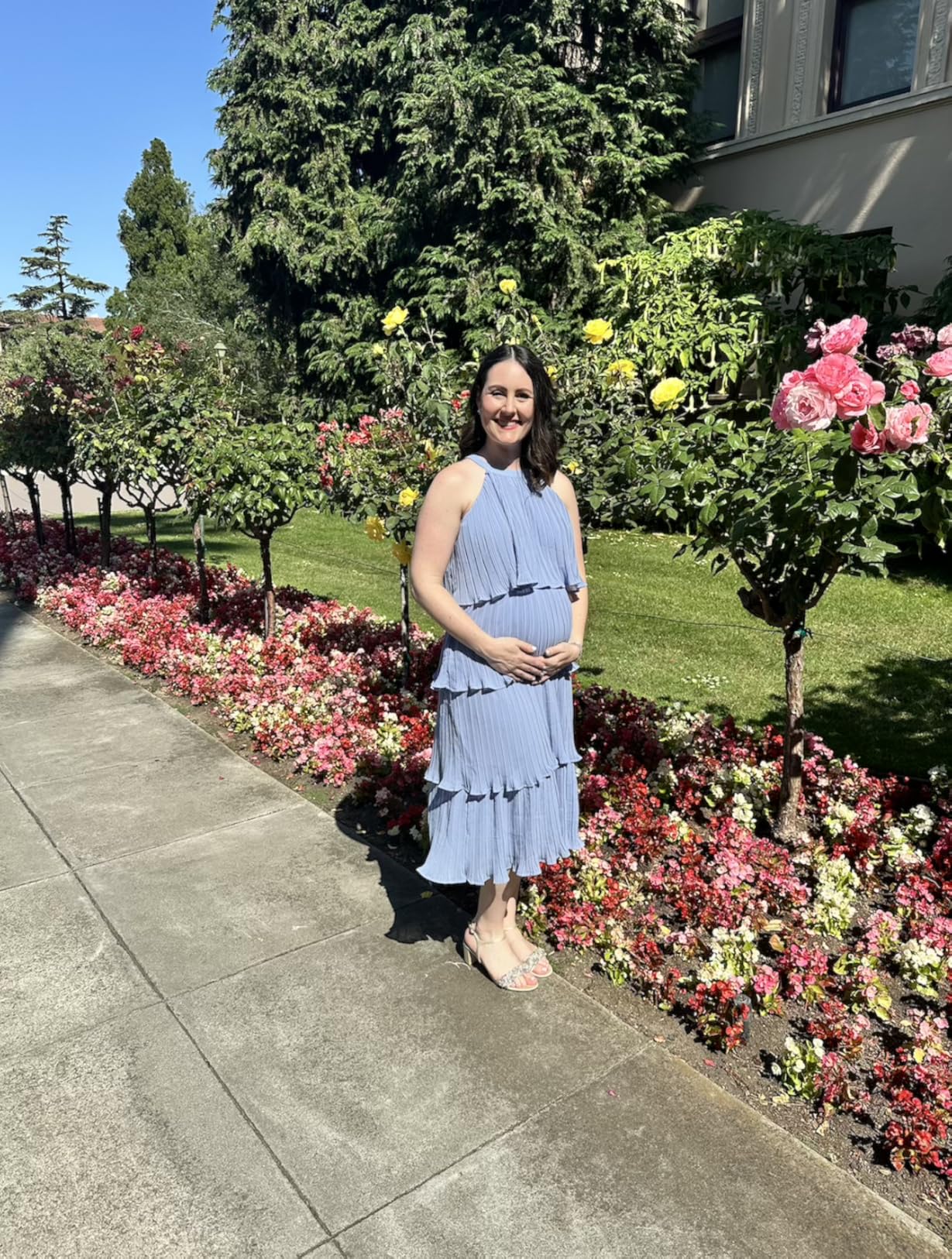 Elara | Halter Neck Tiered Chiffon Ruffle Midi Dress - mildlymama