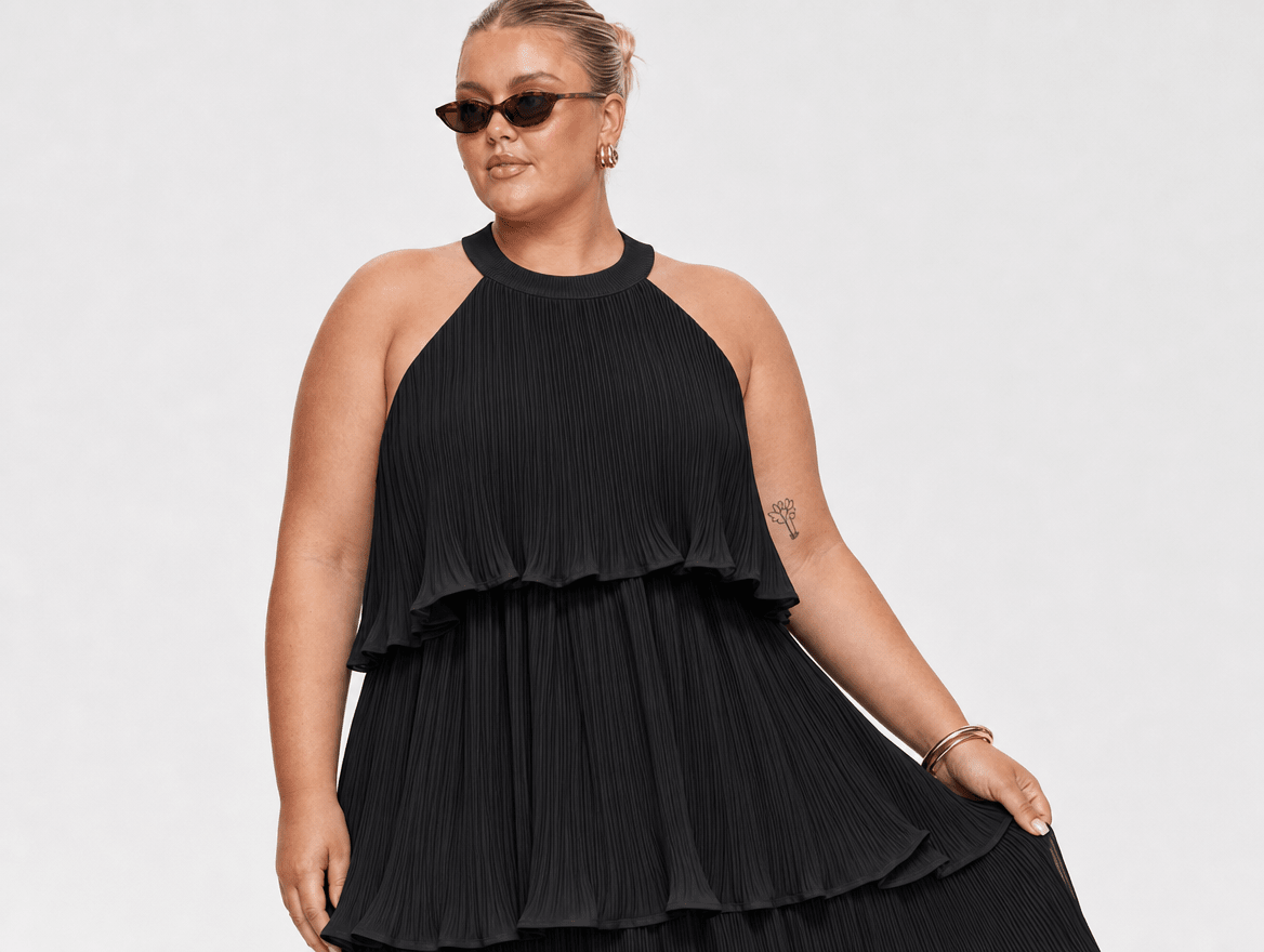 Elara | Halter Neck Tiered Chiffon Ruffle Midi Dress - mildlymama