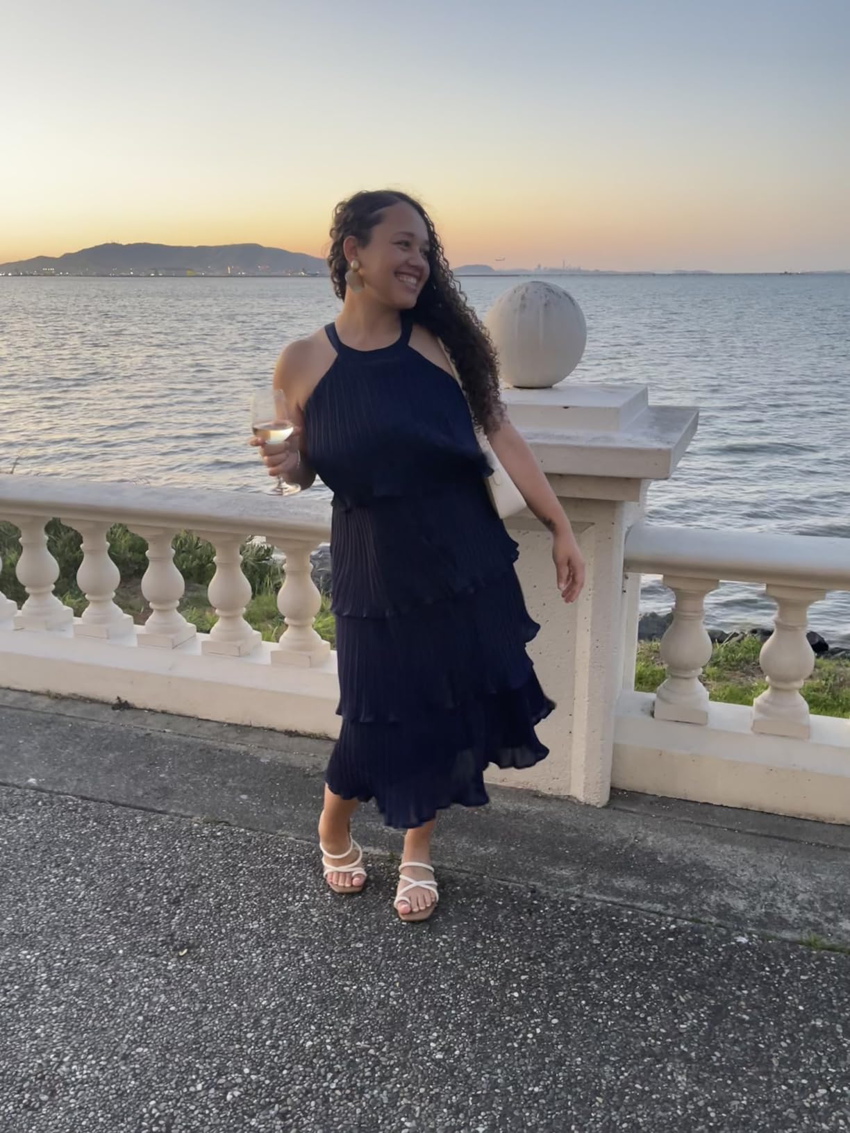 Elara | Halter Neck Tiered Chiffon Ruffle Midi Dress - mildlymama
