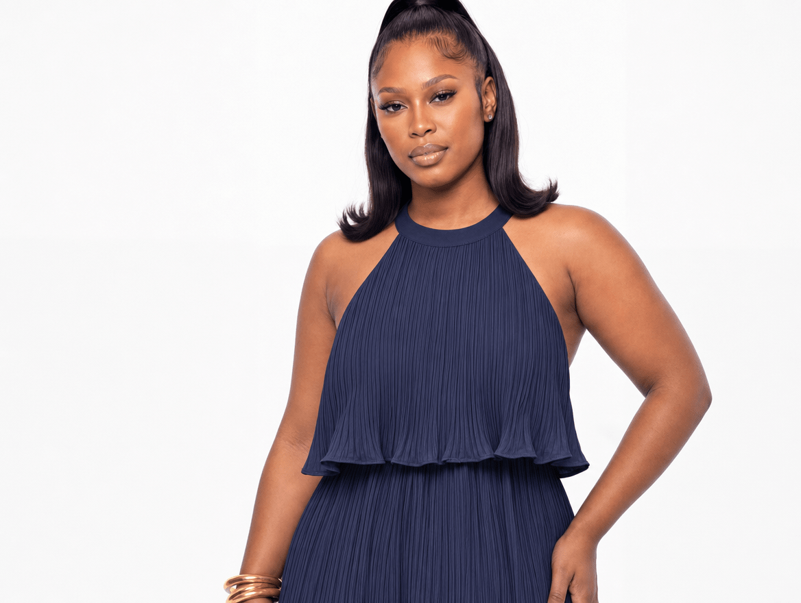 Elara | Halter Neck Tiered Chiffon Ruffle Midi Dress - mildlymama