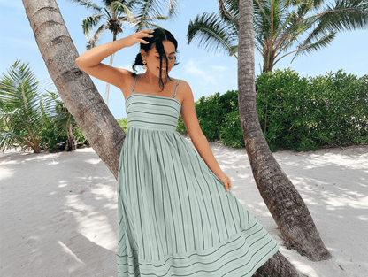 Elara™ | Striped Smocked Maxi Dress - mildlymama