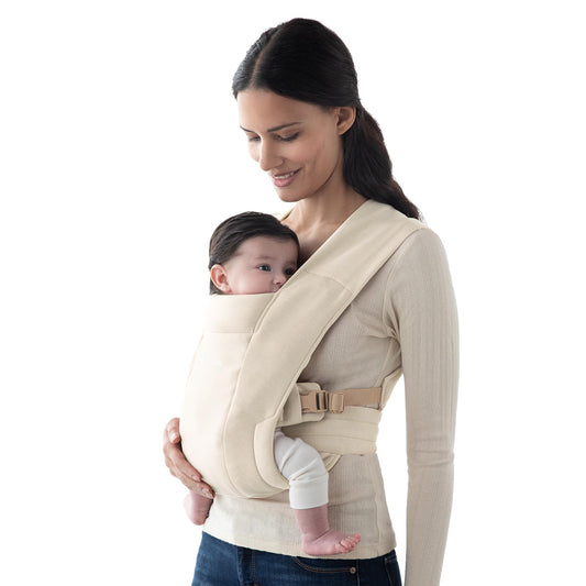 Ergobaby Embrace Baby Carrier Newborn to Toddler - Lightweight Ergonomic Baby Carriers - Cozy Essentials (7 - 25 Pounds), Ponte Knit, Cream - mildlymama