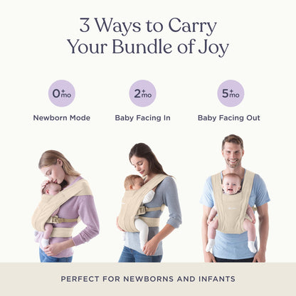 Ergobaby Embrace Baby Carrier Newborn to Toddler - Lightweight Ergonomic Baby Carriers - Cozy Essentials (7 - 25 Pounds), Ponte Knit, Cream - mildlymama