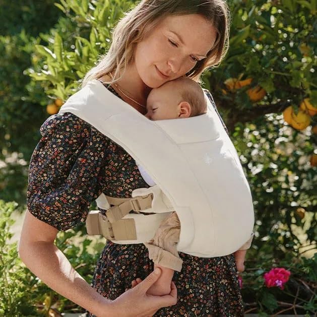 Ergobaby Embrace Baby Carrier Newborn to Toddler - Lightweight Ergonomic Baby Carriers - Cozy Essentials (7 - 25 Pounds), Ponte Knit, Cream - mildlymama