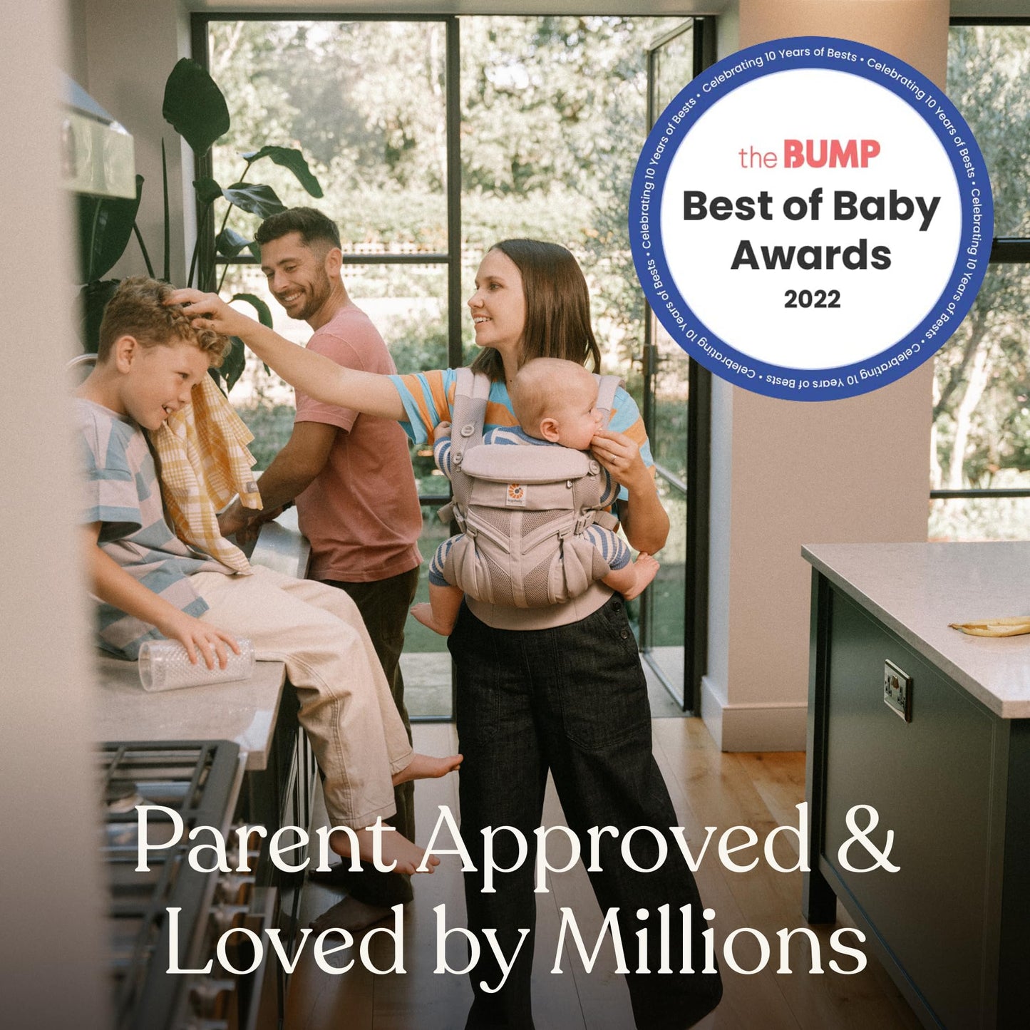 Ergobaby Omni Classic Baby Carrier Newborn to Toddler - Breathable Baby Carriers for Summer - All - Position Carrier with Lumbar Support (7 - 45 Pounds), Mesh, Pearl Grey - mildlymama