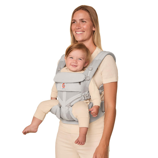 Ergobaby Omni Classic Baby Carrier Newborn to Toddler - Breathable Baby Carriers for Summer - All - Position Carrier with Lumbar Support (7 - 45 Pounds), Mesh, Pearl Grey - mildlymama