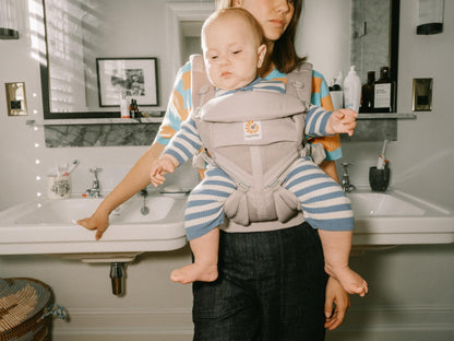 Ergobaby Omni Classic Baby Carrier Newborn to Toddler - Breathable Baby Carriers for Summer - All - Position Carrier with Lumbar Support (7 - 45 Pounds), Mesh, Pearl Grey - mildlymama