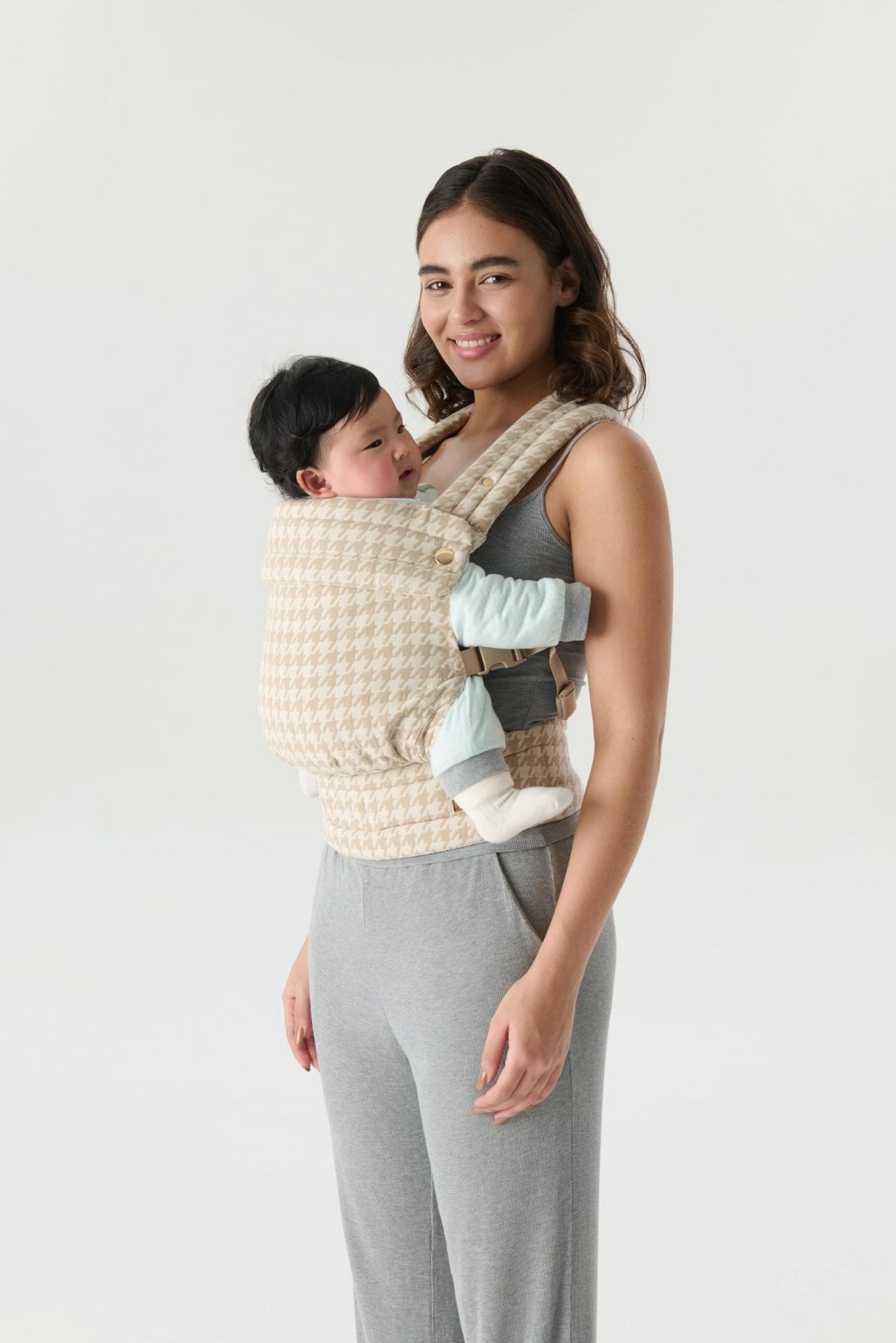 Ergonomic Baby Carrier Newborn to Toddler, Lightweight & Breathable Cotton Infant Carrier for Hands Free Comfort (Houndstooth) - mildlymama