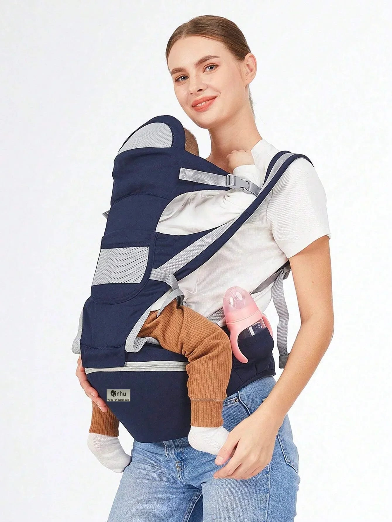 Ergonomic Baby Carrier with Hip Seat for Newborns and Toddlers – Soft, Breathable Fabric, Adjustable for All - Day Comfort - mildlymama