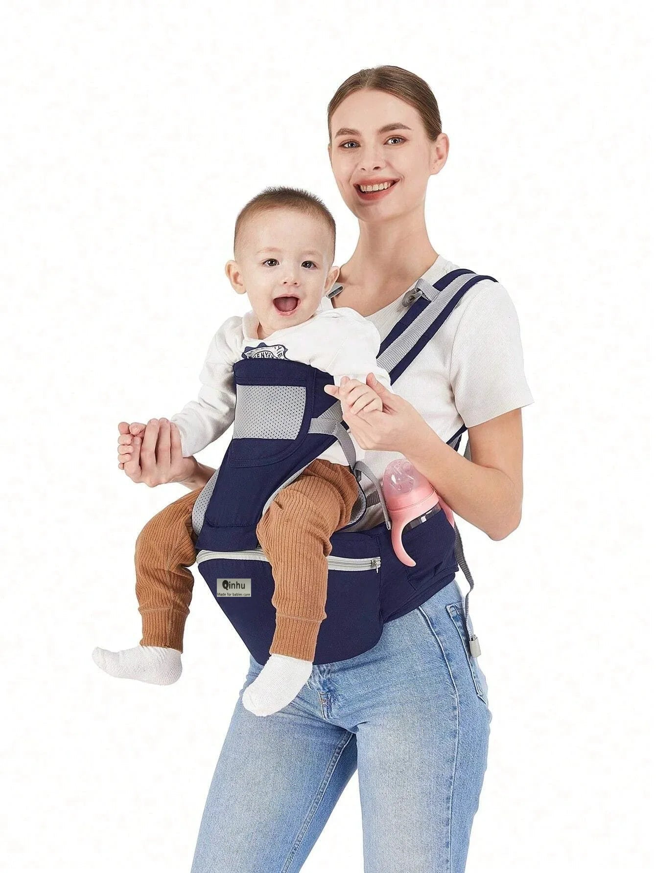 Ergonomic Baby Carrier with Hip Seat for Newborns and Toddlers – Soft, Breathable Fabric, Adjustable for All - Day Comfort - mildlymama