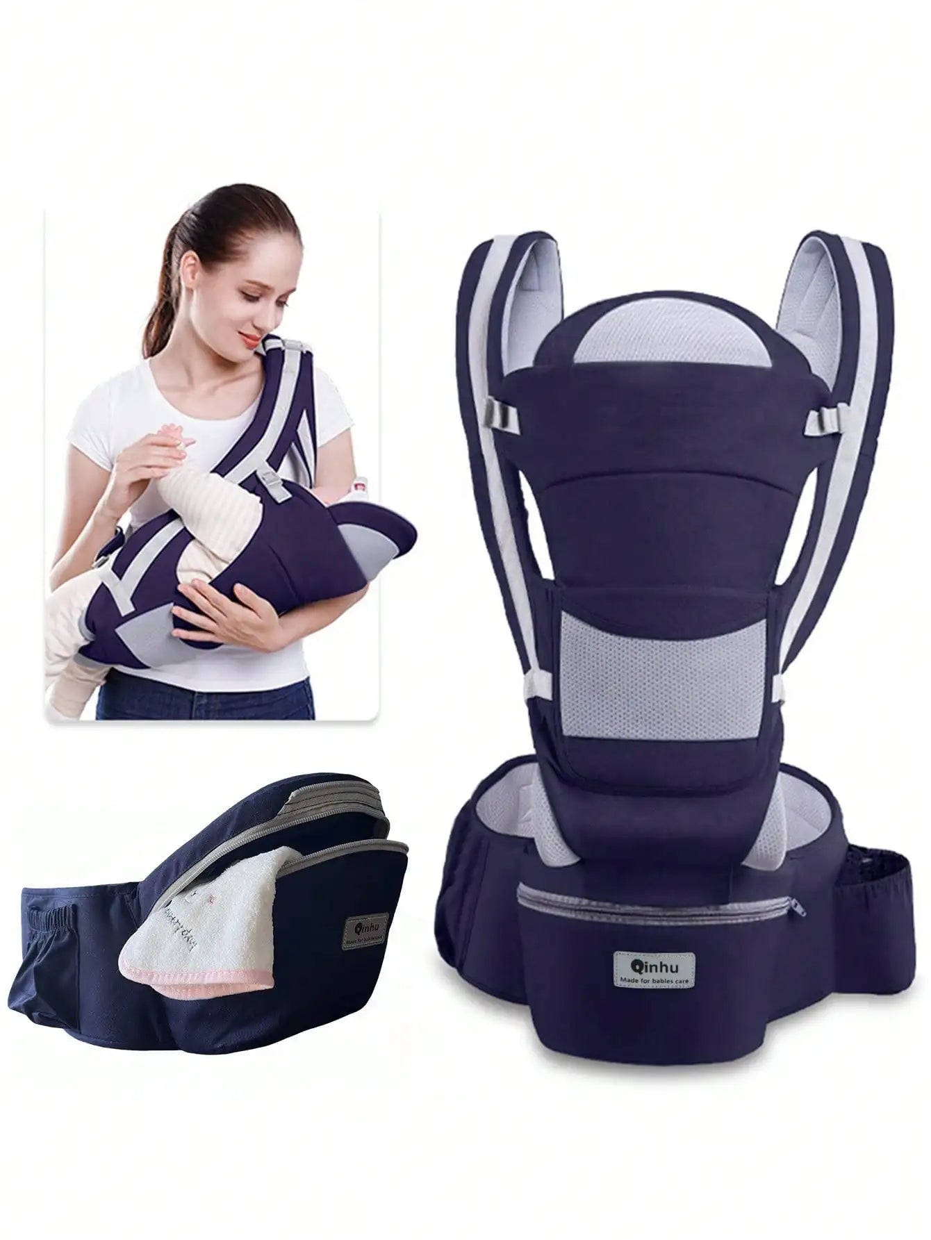 Ergonomic Baby Carrier with Hip Seat for Newborns and Toddlers – Soft, Breathable Fabric, Adjustable for All - Day Comfort - mildlymama