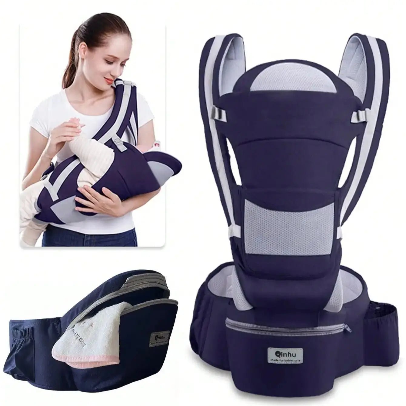 Ergonomic Baby Carrier with Hip Seat for Newborns and Toddlers – Soft, Breathable Fabric, Adjustable for All - Day Comfort - mildlymama