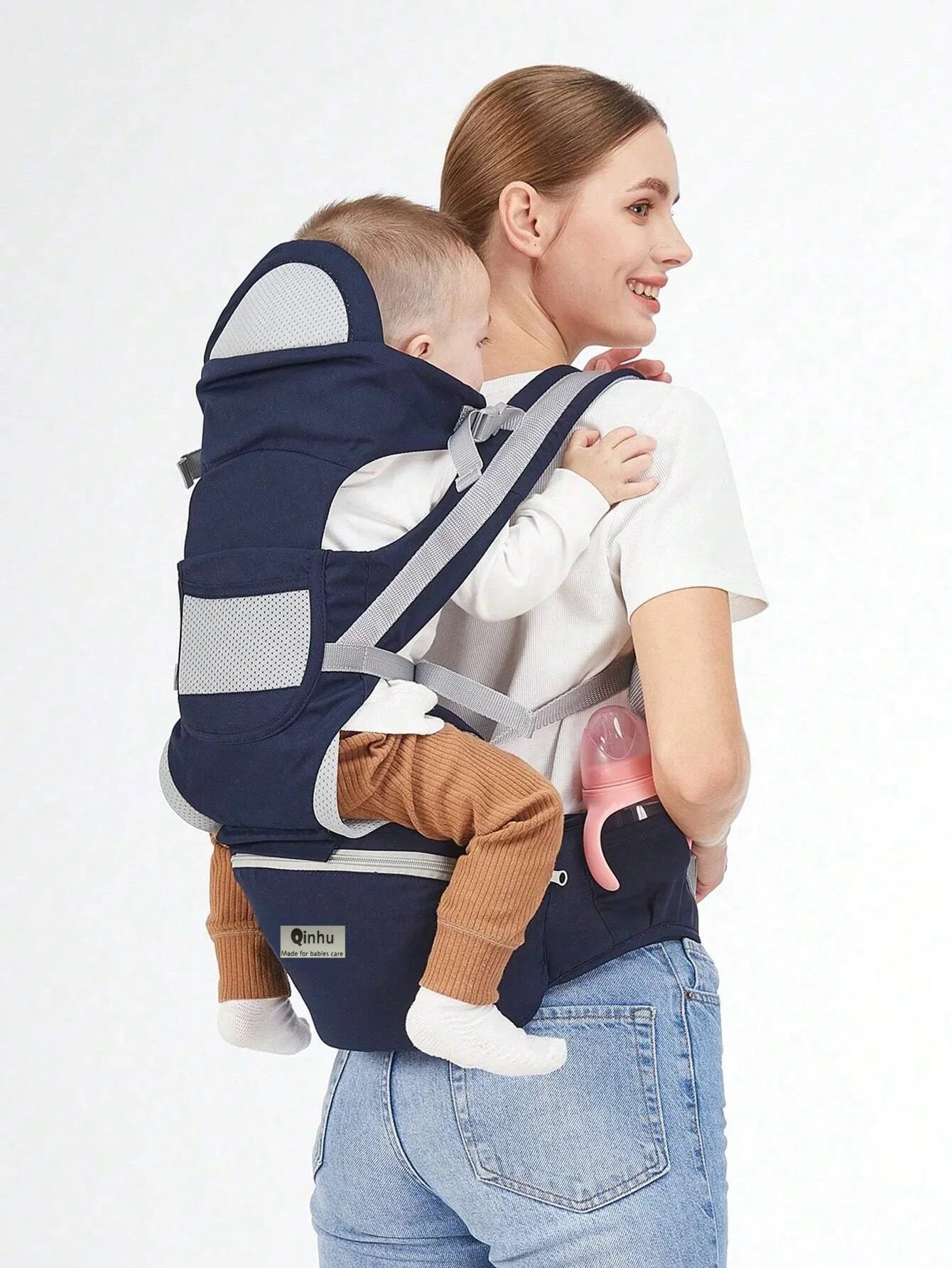 Ergonomic Baby Carrier with Hip Seat for Newborns and Toddlers – Soft, Breathable Fabric, Adjustable for All - Day Comfort - mildlymama