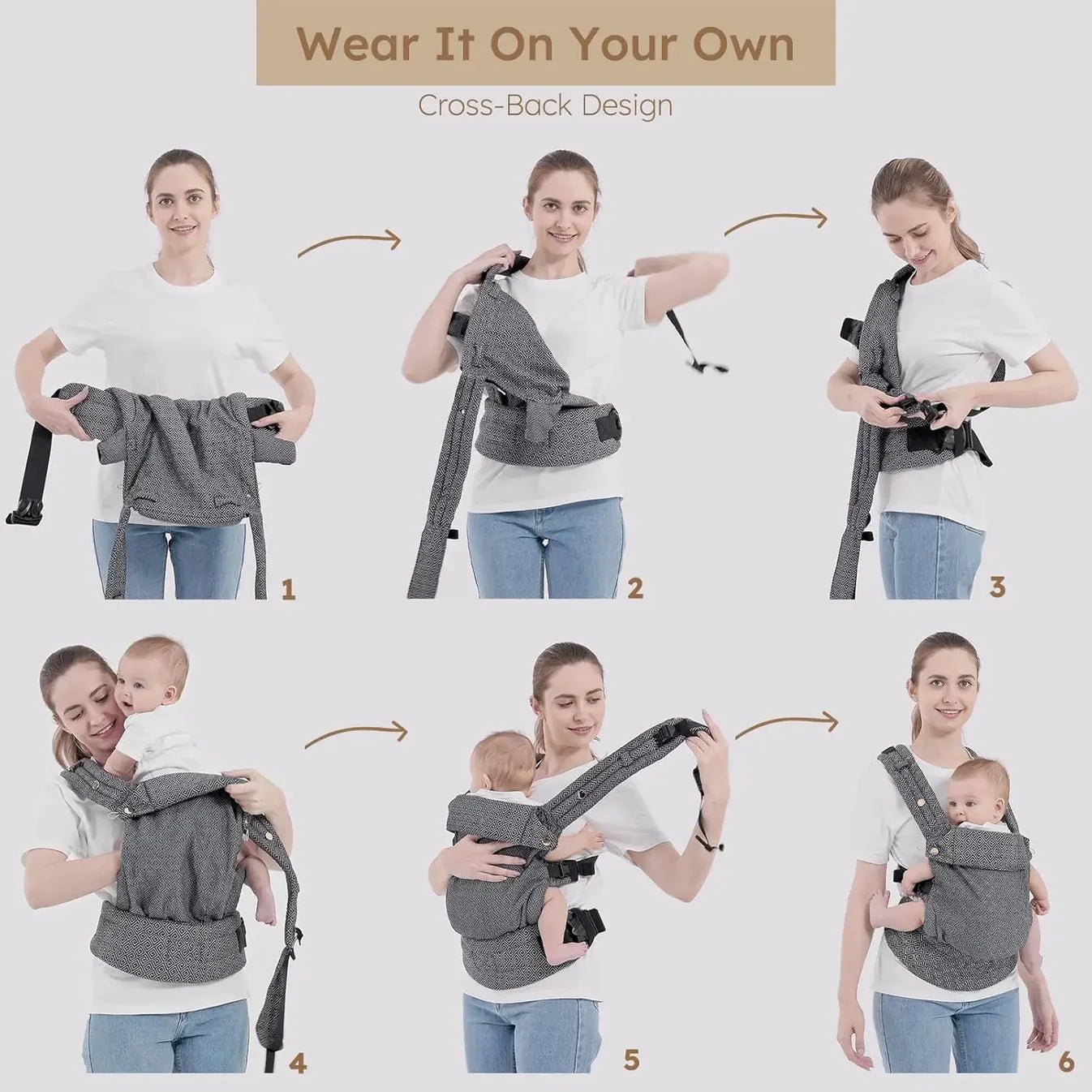 Ergonomic Summer Baby Carrier – Breathable Wrap for Newborns and Toddlers with Adjustable Straps and Hands - Free Design - mildlymama