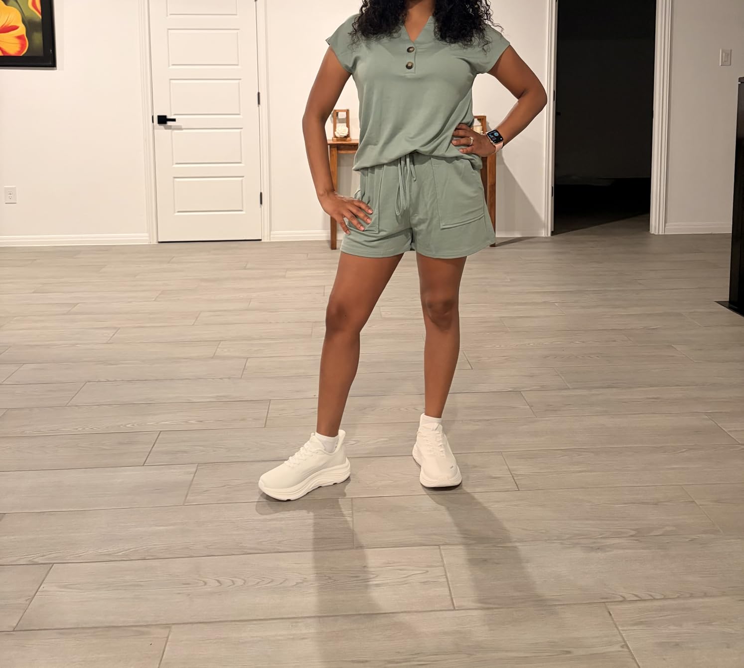 Indie | Henley Button - Neck Top & Matching Shorts Two - Piece Lounge Set - mildlymama