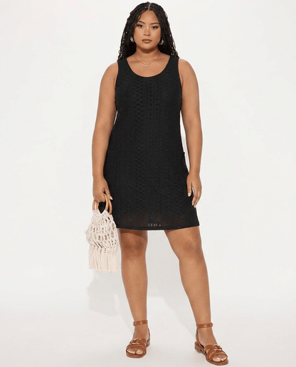 Isla | Eyelet Sleeveless Loose Tank Sundress with Pockets - mildlymama